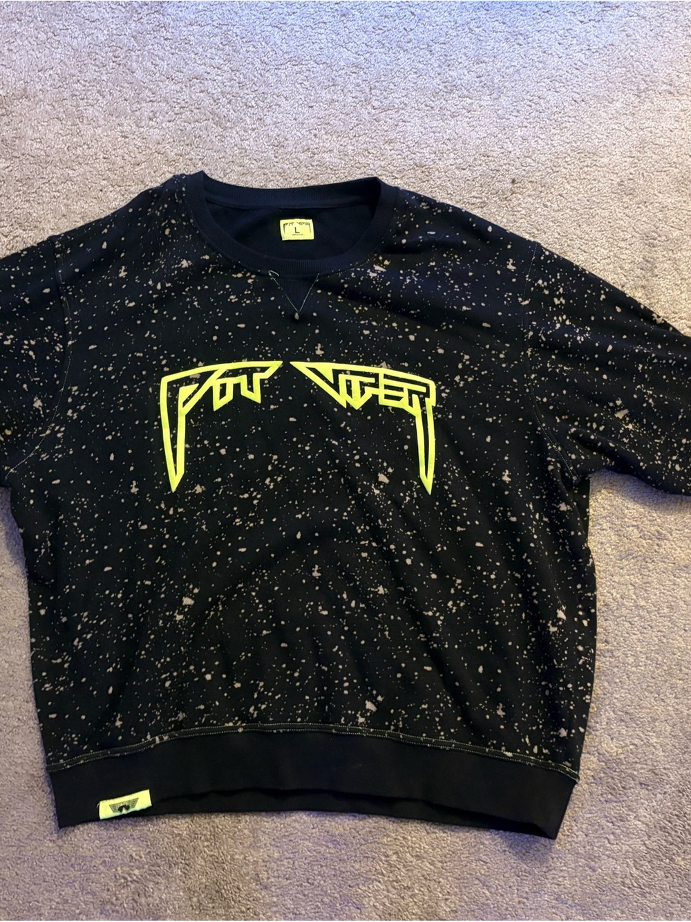 Pit Viper Black Splatter Crew Neck with Neon Logo